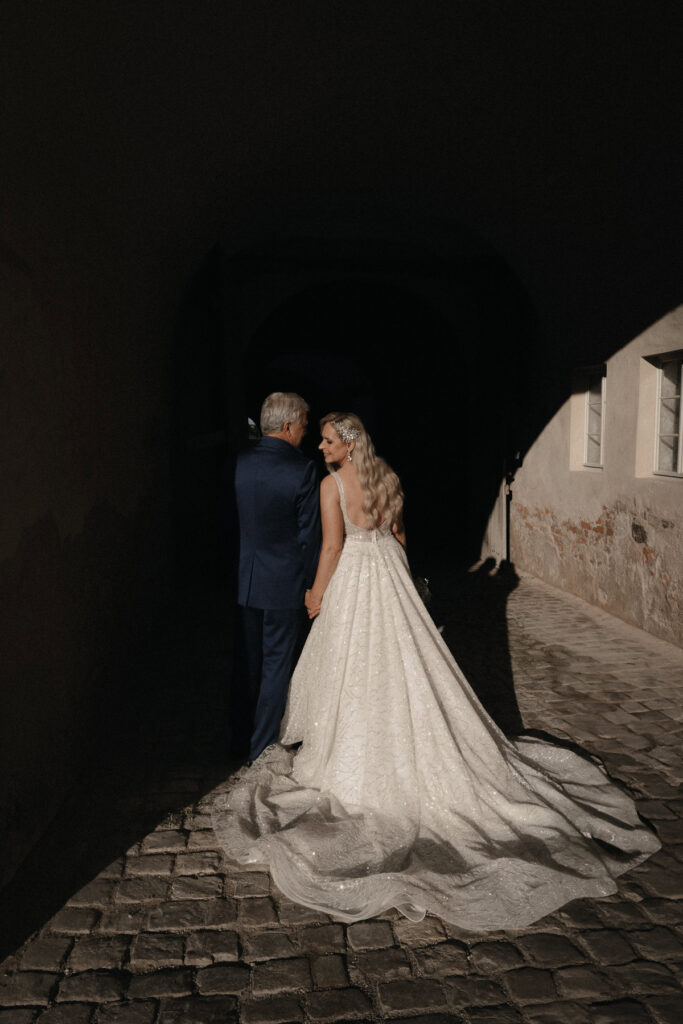 Bridal Couple at Ellwangen Palace during Sunset