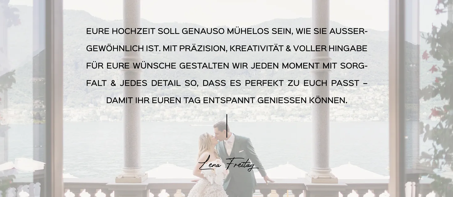 Panoramablick auf eine exklusive europäische Hochzeitslocation, gestaltet von Lena Freitag Weddings.